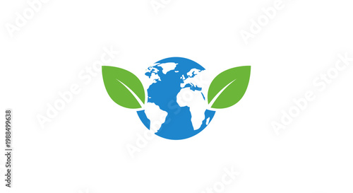 Earth with leaves symbolizing eco friendly.