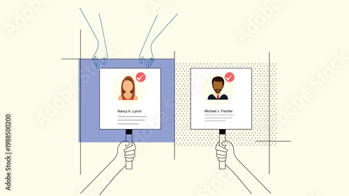 Candidate Selection and Digital Ballot Illustration Clean Minimalist