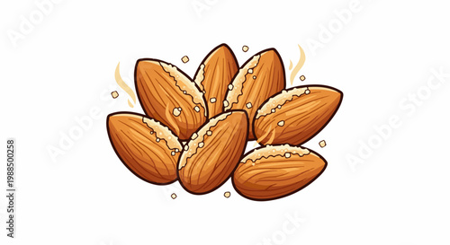 A pile of lightly salted, toasted almonds with steam rising