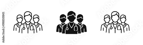 Medical Team of Doctors Icons for Healthcare and Professional Staff Representation