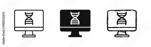 DNA Analysis on Computer Screen Icon for Genetic Research and Bioinformatics