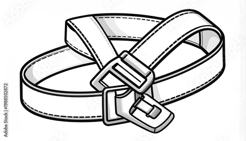 Simple Line Drawing of a White Belt with Buckle.