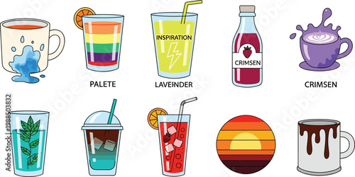 Craft Beer and Brewery Icon Set Featuring Pilsner Bottle, Stout Mug, Beer Flight Board, Keg, IPA Can, and Various Glassware for Pub and Taproom Menus