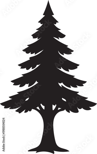 Pine Tree Silhouette with Conical Shape