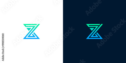 Abstract Geometric Letter Z Logo Design with Blue and Green Gradient, Modern and Futuristic Symbol