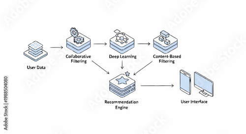 A diagram showing a recommendation engine with various components.