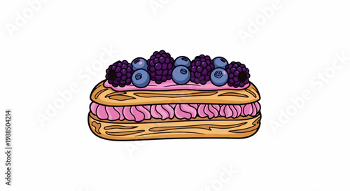 Cream puff pastry layered with pink cream and topped with berries