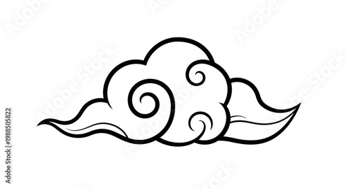 A stylized illustration of a swirling cloud.