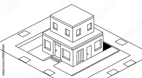 Isometric illustration of a modern house.