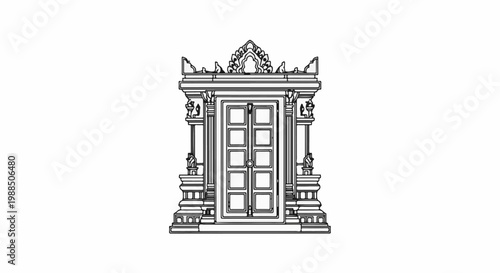 Ornate Indian temple door with intricate carvings and detailed architecture