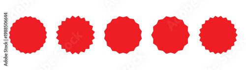 Price tag button. blank badge shape vector on white background. Set of red starburst, sunburst badges, best for sale sticker, price tag, quality mark. EPS10.
