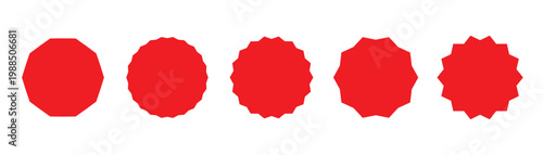 Price tag button. blank badge shape vector on white background. Set of red starburst, sunburst badges, best for sale sticker, price tag, quality mark. EPS10.
