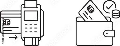 Art & Illustration, Mobile wallet payment icon with smartphone and credit card.