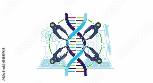 Scientific manipulation of DNA with laboratory equipment and atomic structure