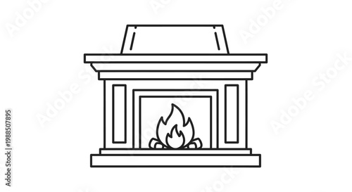 A line drawing of a fireplace.