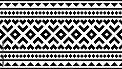 Seamless black traditional tribal geometric pattern