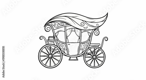 Ornate horse-drawn carriage with ornate canopy and intricate scrollwork details
