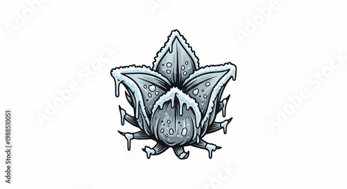 Stylized illustration of a frosty succulent plant with dripping ice