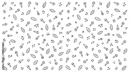 Whimsical hand-drawn pattern of microphones and musical notes creating a playful background design