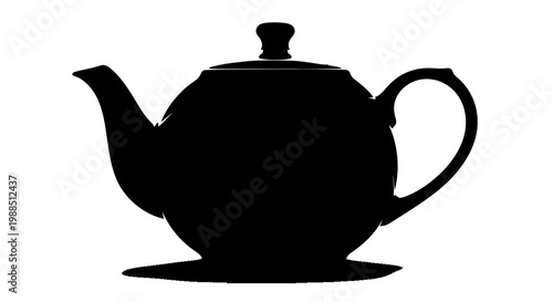 A black silhouette of a teapot on a white background
