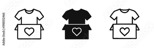 Clothes Donation Icon Set - Outline, Solid, and Sketch Styles for Charity and Volunteering