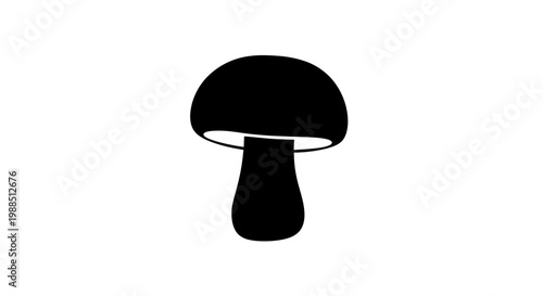A minimalist black silhouette of a mushroom on a white background
