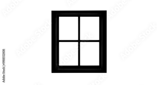 A minimalist vector graphic illustration of a black window with four panes on a white background
