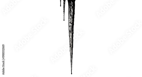 A minimalist vector graphic illustration of a sharp icicle dripping with frost