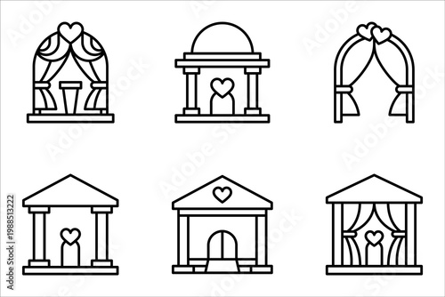 Wedding Hall icon set, Marriage Hall symbol, vector illustration on white background