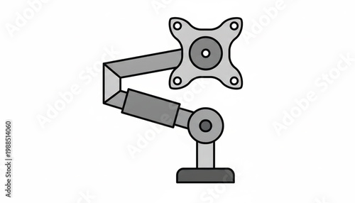 CNC robotic arm part icon with gray cylindrical joints, mounting base, and stylized motor connection