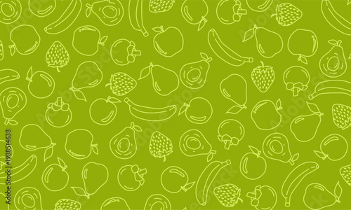 Seamless Hand Drawn Fruits Pattern. Doodle Fresh Food Background. Ideal for textiles, wrapping paper, packaging, and wallpaper