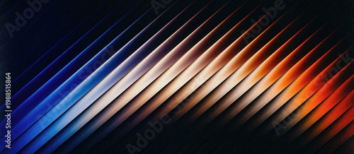 Abstract stripe background with diagonal glowing lines transitioning from blue to orange in a gradient pattern