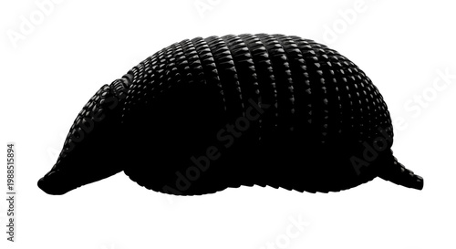 A black armadillo silhouette on a white background