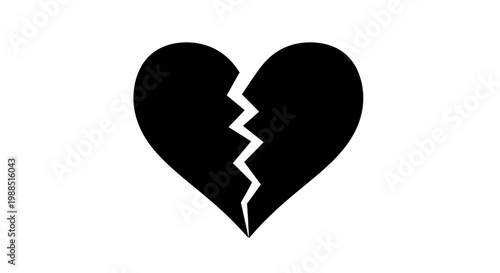 A broken heart icon in a simple, flat design style