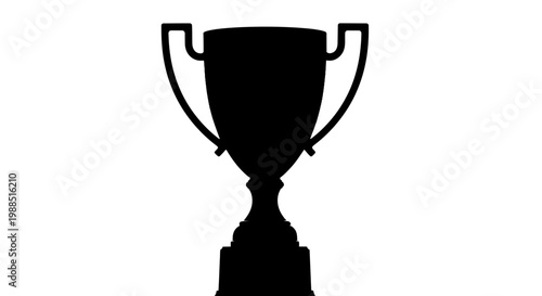 A black silhouette of a trophy cup on a white background