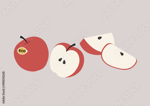 A delightful display of apples, each cut to reveal their juicy insides, they bring a fresh and inviting feel to the scene, perfect for any occasion.