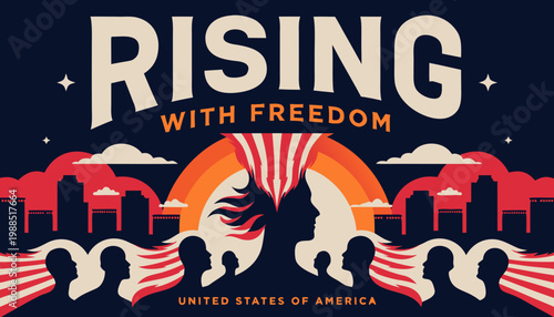 Rising with freedom a powerful tribute to courage and liberty under starry night sky