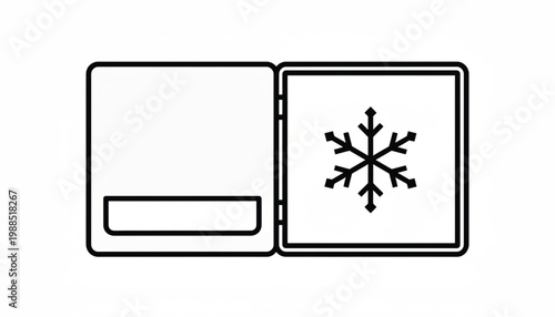 Snowflake icon on two overlapping panels with bold black outline for winter weather UI design featuring cold, frost, snowfall with temperature and