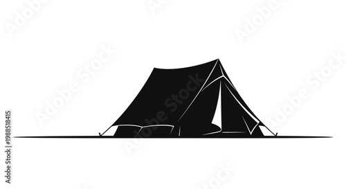 A minimalist vector illustration of a black tent on a white background