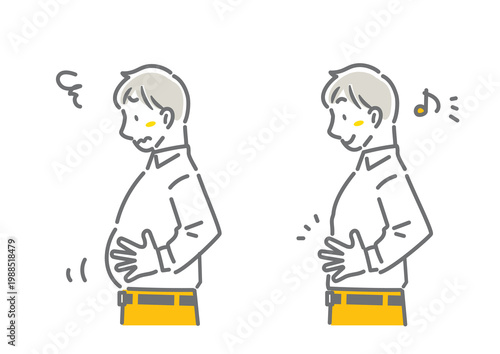 A simple and stylish line drawing illustration for men concerned about their waistline.