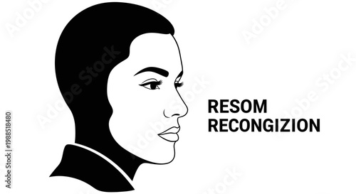 A minimalist vector graphic illustration of a woman's face in profile with a simple design