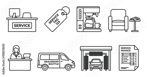 Automotive service and car repair line icons set isolated on transparent background car maintenance
