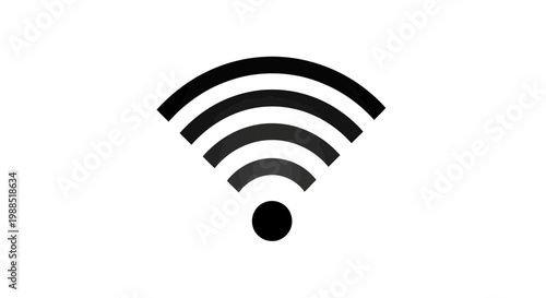 A minimalist vector graphic of a WiFi symbol in black and white