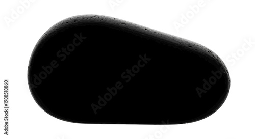 A black stone or rock with a smooth surface on a white background