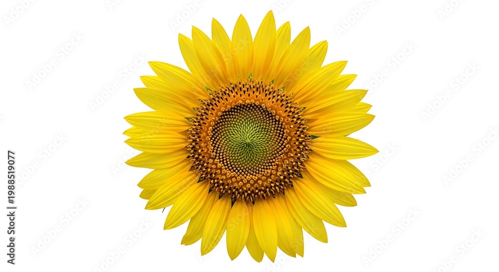 Fototapeta premium Vibrant Sunflower Close-up Isolated White.