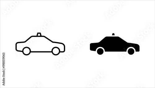 Taxi icon set, Car silhouette line icon. Cab symbol. vector illustration on white background