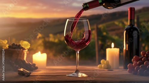Dramatic Red Wine Splash While Pouring into Glass, Luxury Lifestyle Theme