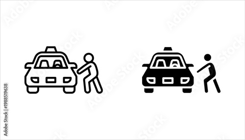 Taxi icon set, Car silhouette line icon. Cab symbol. vector illustration on white background
