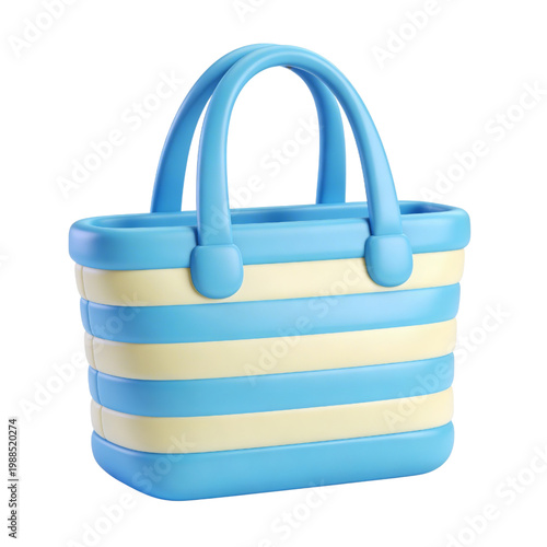 Striped Beach Tote Bag 3D Cartoon Summer Vacation Travel Icon