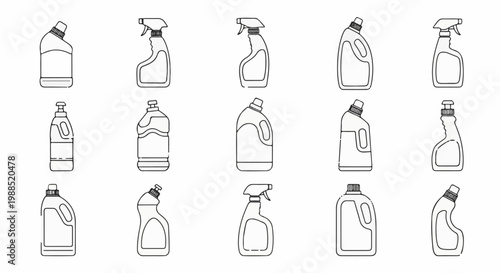 Collection of various cleaning product containers